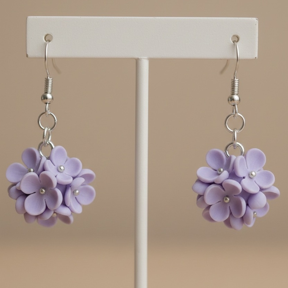 Flower Bouquet Dangle Earrings — Handmade — Hypoallergenic